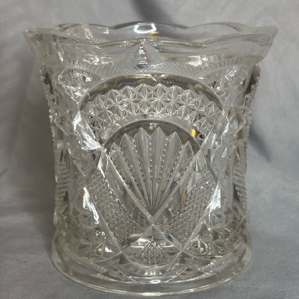 Vintage Brilliant American Clear Pressed Glass Vase Open Sugar Bowl - flaw